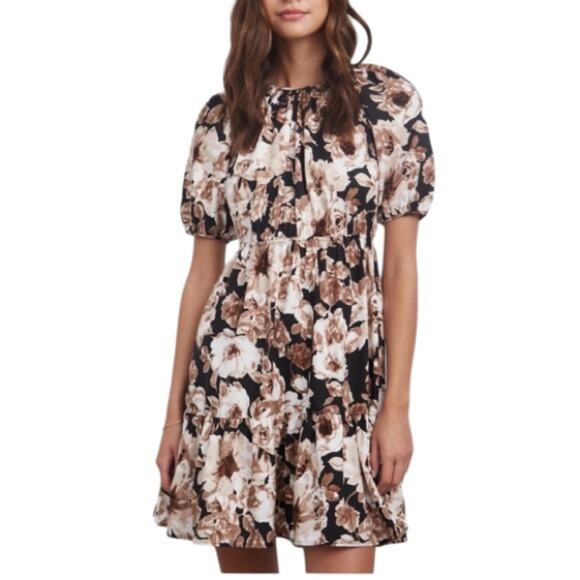 Rails Khloe Floral Knee Length Shift Dress Sepia Roses Sz XS - Picture 3 of 9